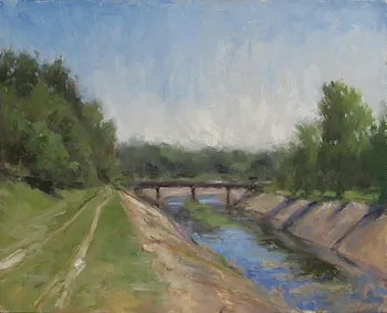 Painting Oil_River Des Peres Watson Bridge_14x11